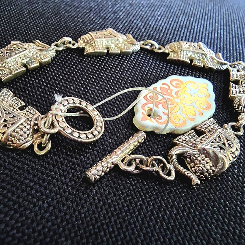 NWT~ Annika Witt ATI ID 925 Bali Sterling Silver Elephant Bracelet